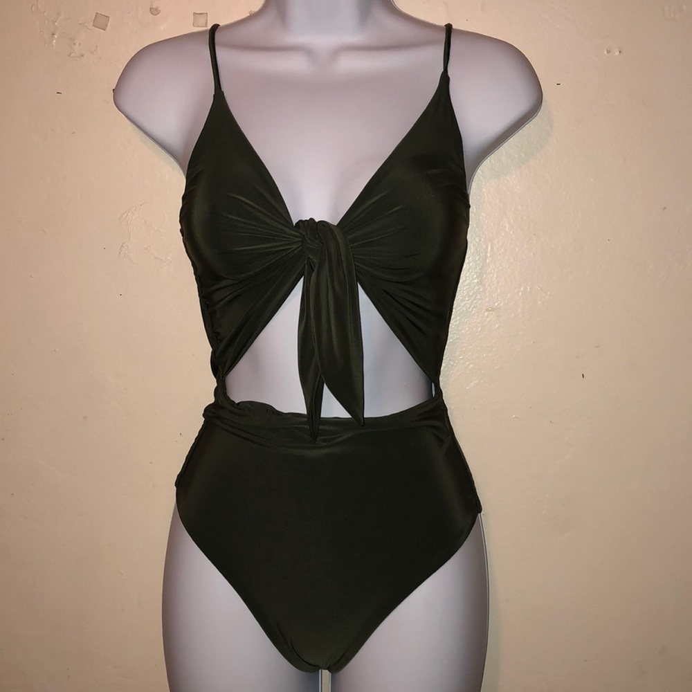 Knot Top Bodysuit-Olive Green